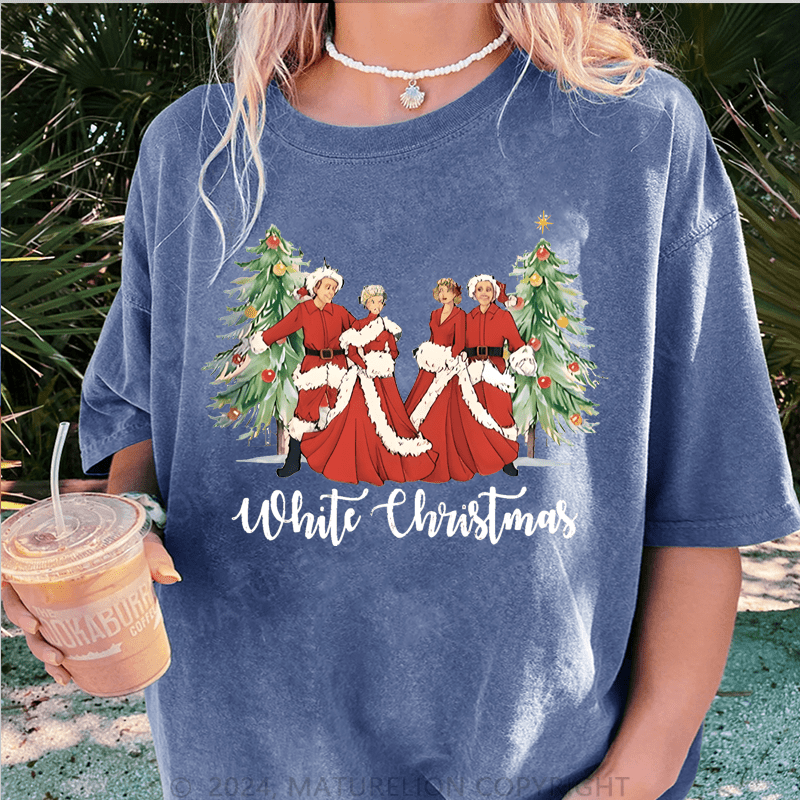 Maturelion Christmas T-Shirt White Christmas Women T-Shirt
