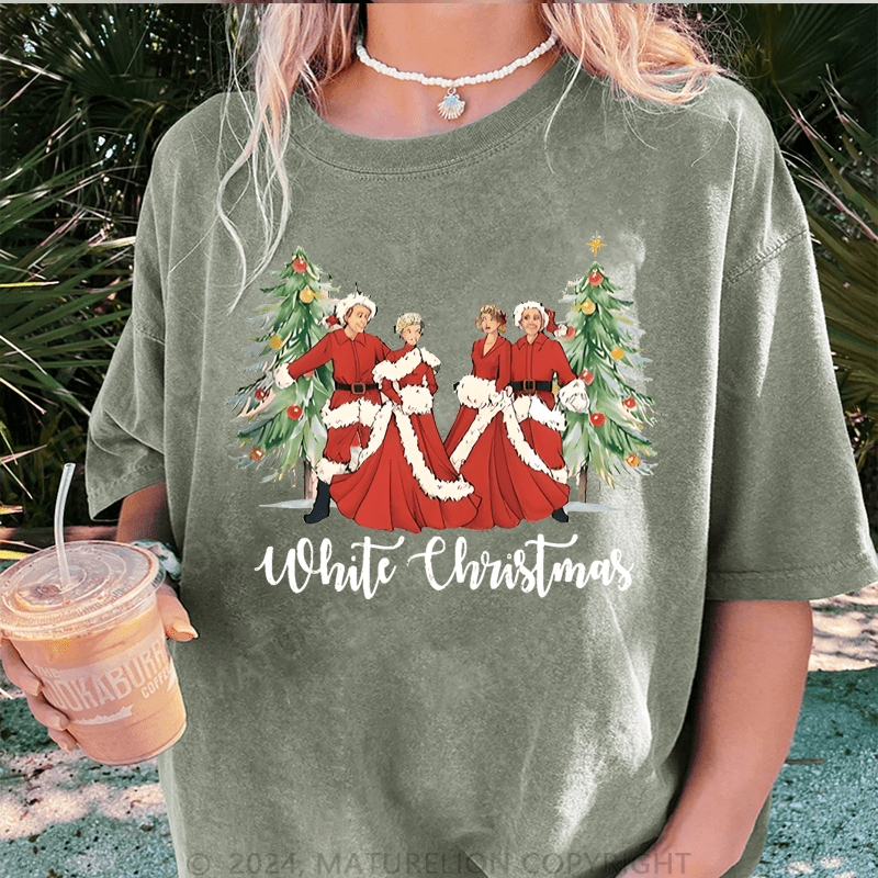 Maturelion Christmas T-Shirt White Christmas Women T-Shirt