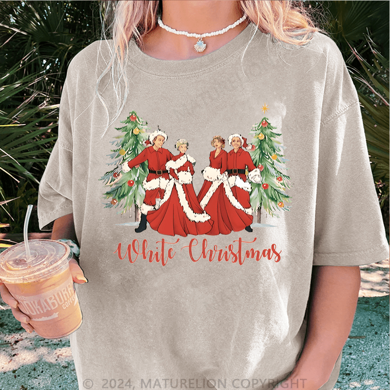 Maturelion Christmas T-Shirt White Christmas Women T-Shirt