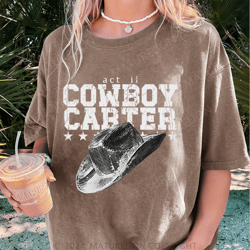 Maturelion Cowboy Carter DTG Printing Washed Cotton T-Shirt