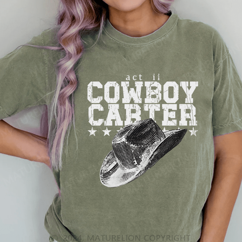 Maturelion Cowboy Carter DTG Printing Washed Cotton T-Shirt