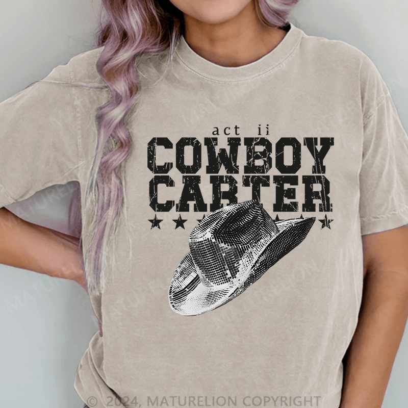 Maturelion Cowboy Carter DTG Printing Washed Cotton T-Shirt