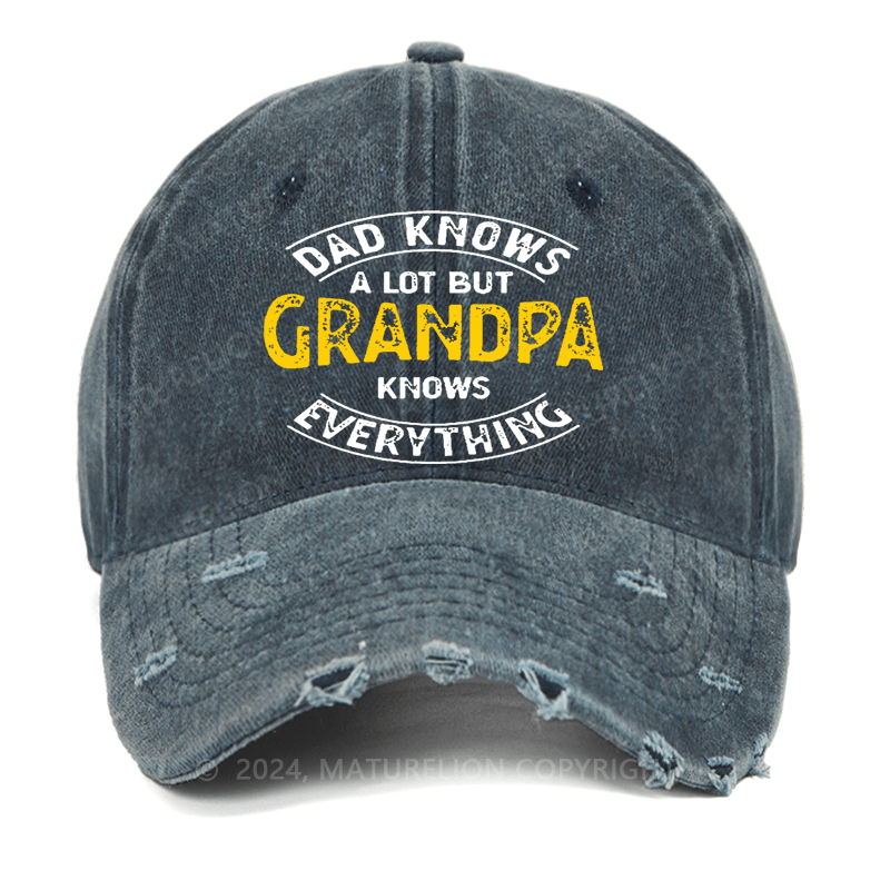 Maturelion Dad Knows A Lot But Grandpa Knows Everything Washed Vintage Cap