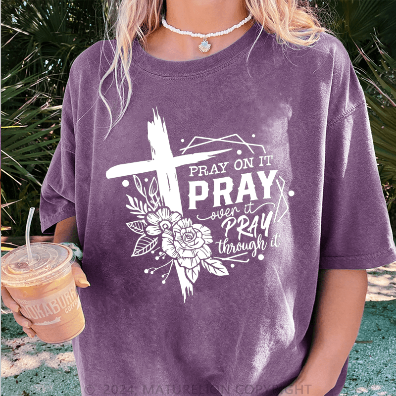 Maturelion Faith Prayer DTG Printing Washed Cotton T-Shirt