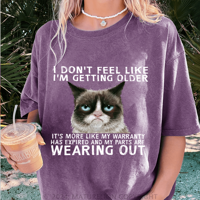 Maturelion Funny Qoute Grumpy Cat  DTG Printing Washed Cotton T-Shirt