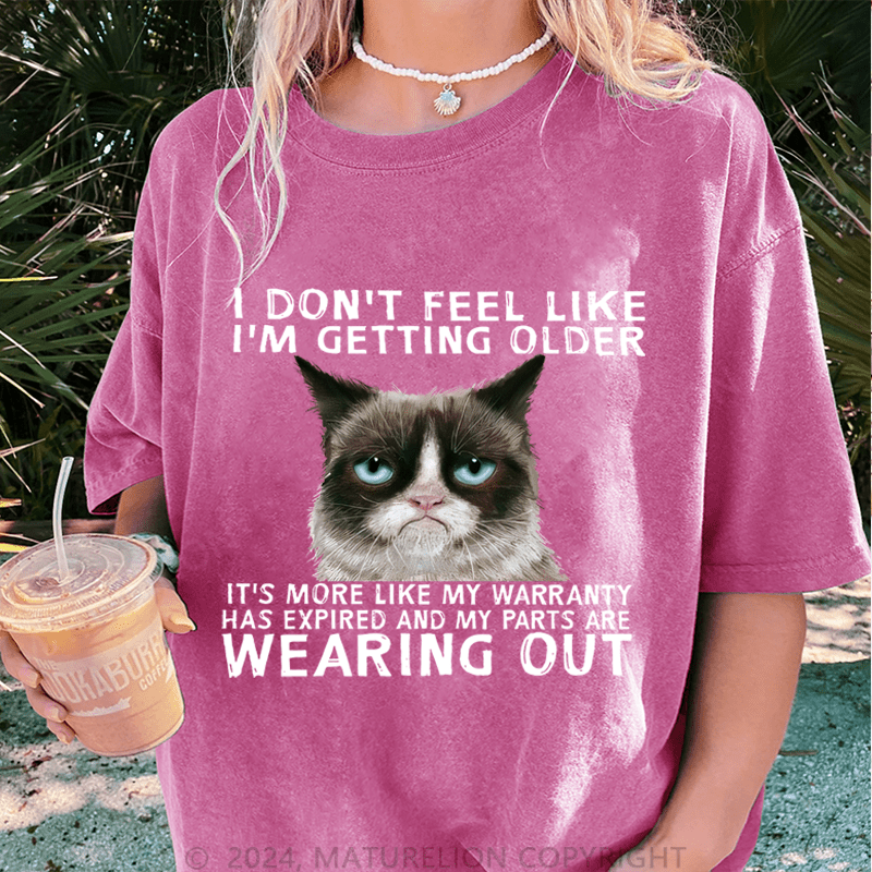 Maturelion Funny Qoute Grumpy Cat  DTG Printing Washed Cotton T-Shirt