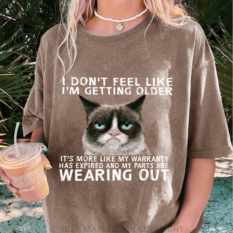 Maturelion Funny Qoute Grumpy Cat  DTG Printing Washed Cotton T-Shirt