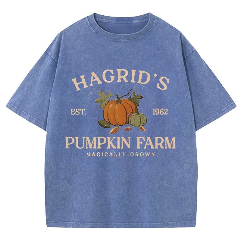 Maturelion Halloween Hagrid'S Pumpkin Patch DTG Printing Washed Cotton T-Shirt