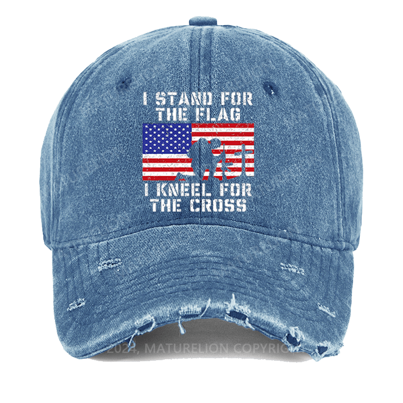 Maturelion I Stand For The Flag I Kneel For The Cross Washed Vintage Cap