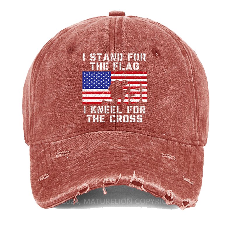 Maturelion I Stand For The Flag I Kneel For The Cross Washed Vintage Cap