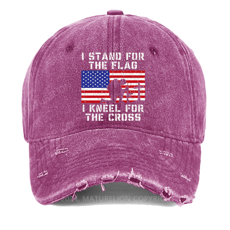 Maturelion I Stand For The Flag I Kneel For The Cross Washed Vintage Cap