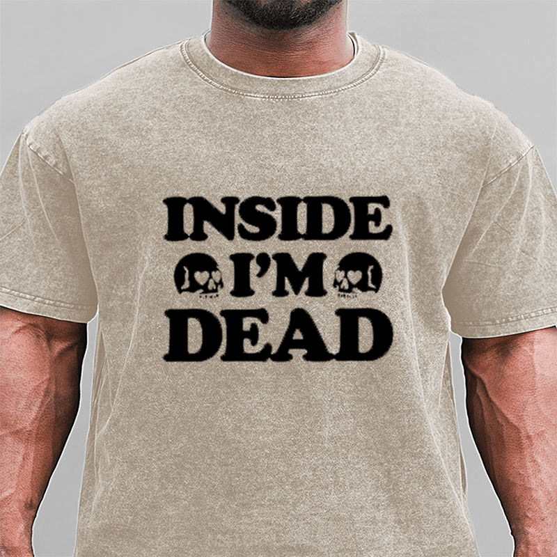 Maturelion I'm Dead Inside Work Office DTG Printing Washed Cotton T-Shirt