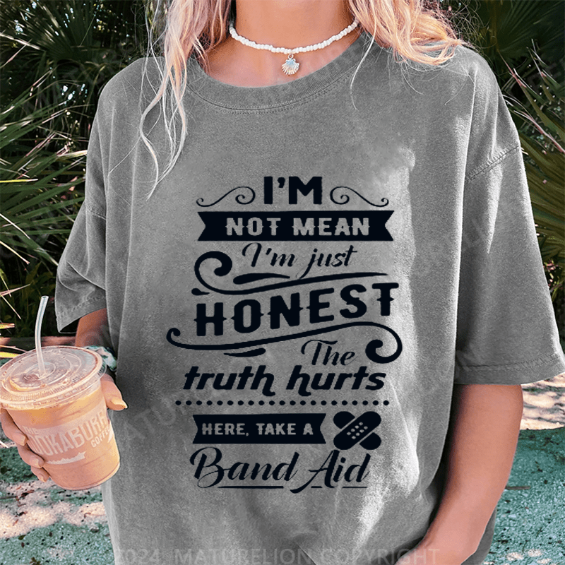 Maturelion I'm Not Mean DTG Printing Washed Cotton T-Shirt