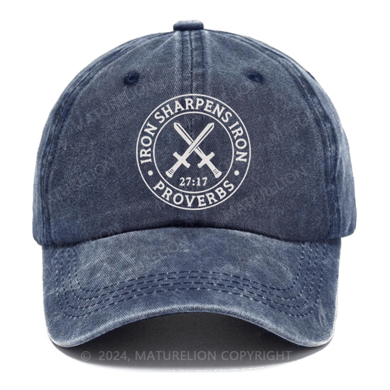 Maturelion Iron Sharpens Iron Christian Print Embroidered Cap