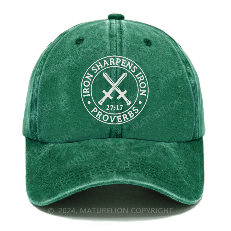 Maturelion Iron Sharpens Iron Christian Print Embroidered Cap