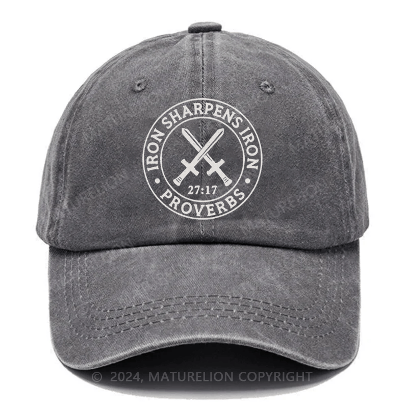Maturelion Iron Sharpens Iron Christian Print Embroidered Cap