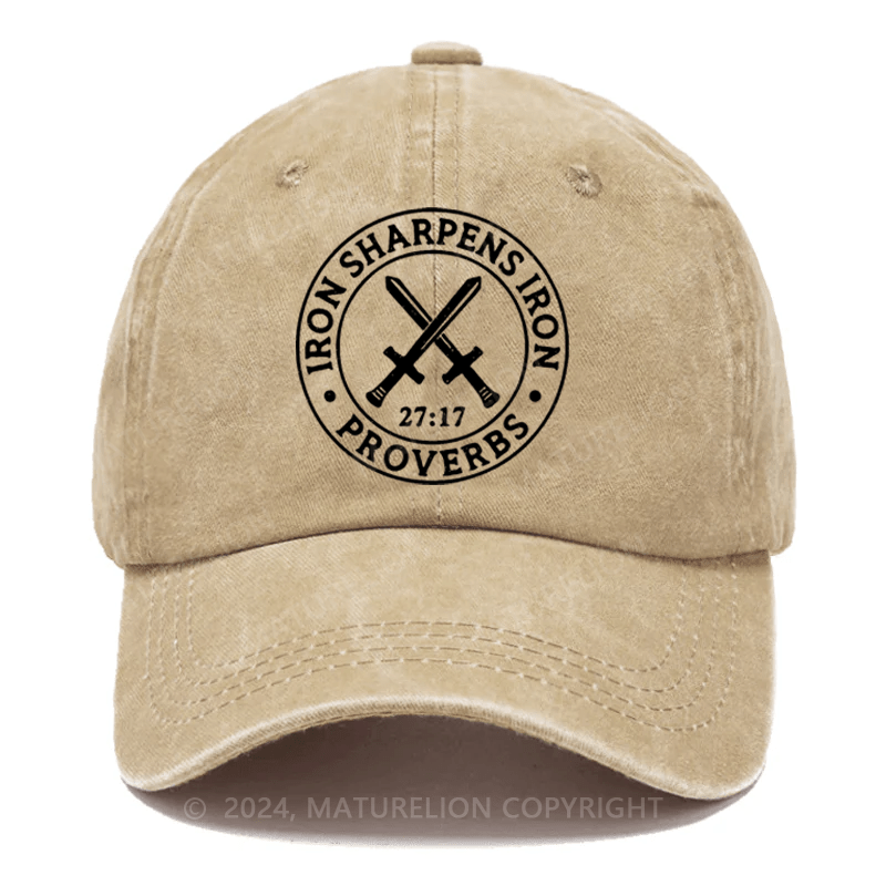 Maturelion Iron Sharpens Iron Christian Print Embroidered Cap