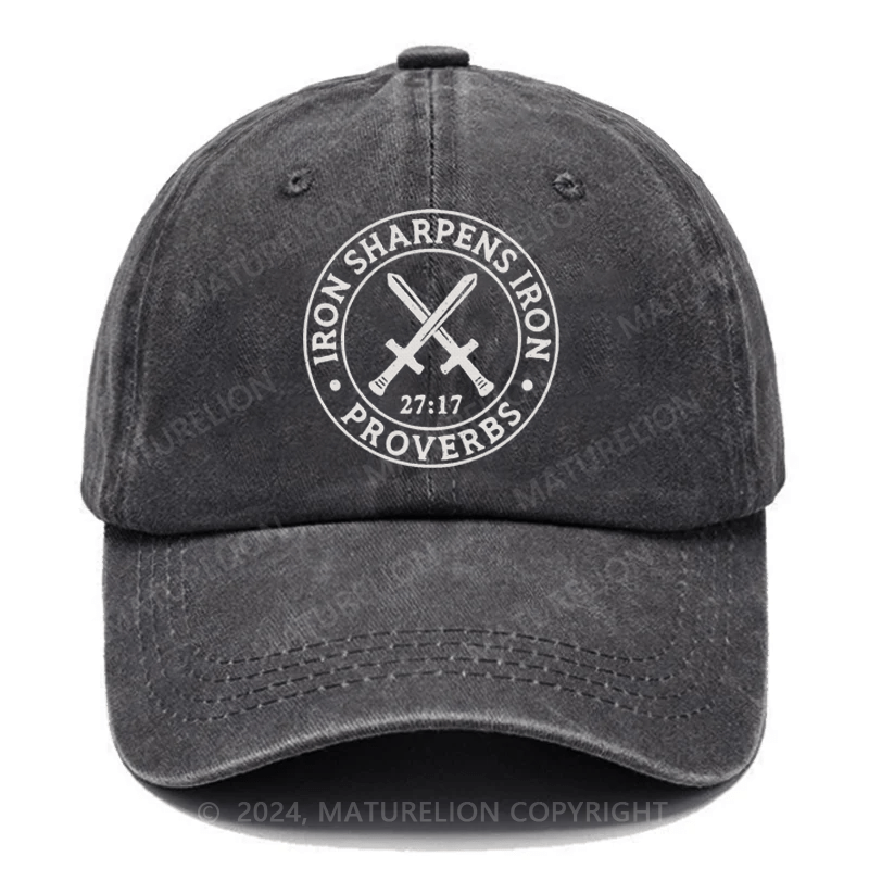 Maturelion Iron Sharpens Iron Christian Print Embroidered Cap