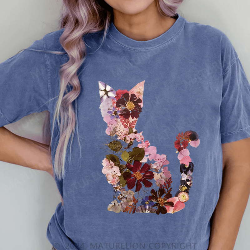 Maturelion Kitten DTG Printing Washed Cotton T-Shirt