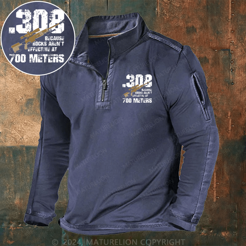 Maturelion Men's Henley Shirt .308 Because Rocks Aren't Effective At 700 Meters Henley Shirt