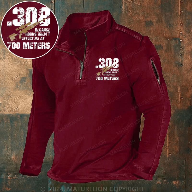 Maturelion Men's Henley Shirt .308 Because Rocks Aren't Effective At 700 Meters Henley Shirt
