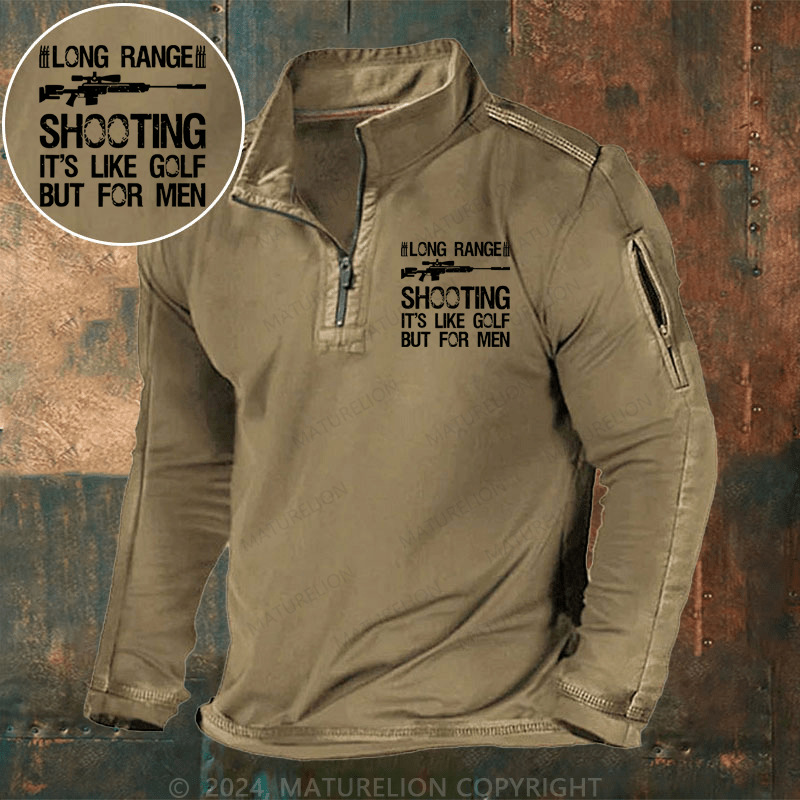 Maturelion Men's Henley Shirt Long Range Shooting It's Like Golf But For Men Henley Shirt