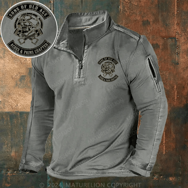 Maturelion Men's Henley Shirt Sons Of Old Age Aches And Pain Chapter Henley Shirt