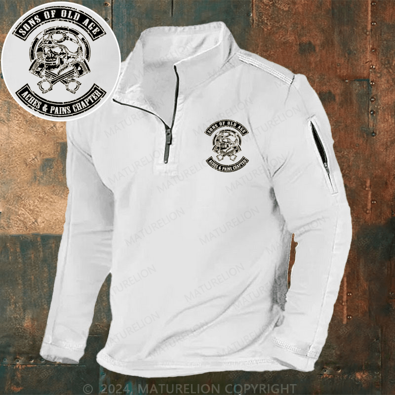Maturelion Men's Henley Shirt Sons Of Old Age Aches And Pain Chapter Henley Shirt