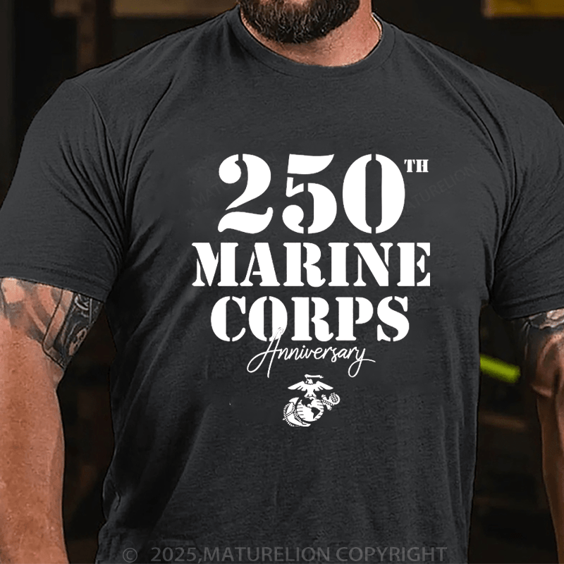Maturelion Men's T-Shirt 250th Marine Corps Anniversary T-Shirt (Free Customization)