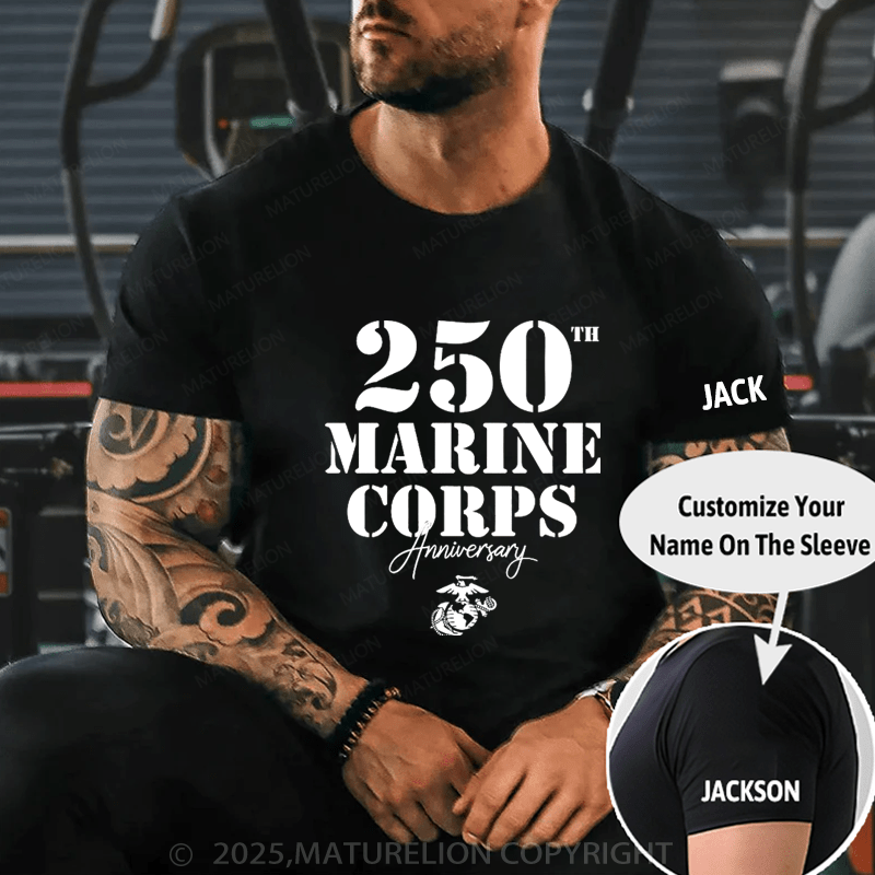 Maturelion Men's T-Shirt 250th Marine Corps Anniversary T-Shirt (Free Customization)