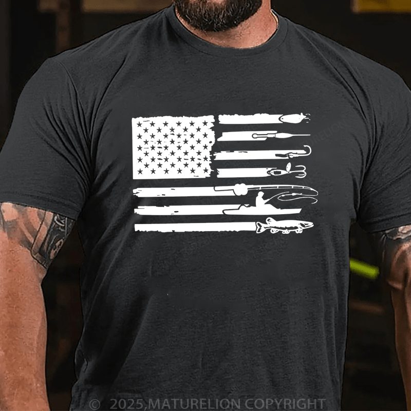 Maturelion Men's T-Shirt  American Flag Fishing T-Shirt (Free Customization)