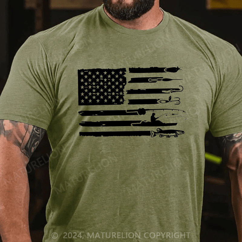Maturelion Men's T-Shirt  American Flag Fishing T-Shirt (Free Customization)