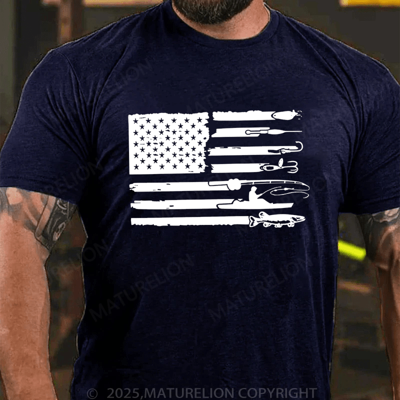 Maturelion Men's T-Shirt  American Flag Fishing T-Shirt (Free Customization)