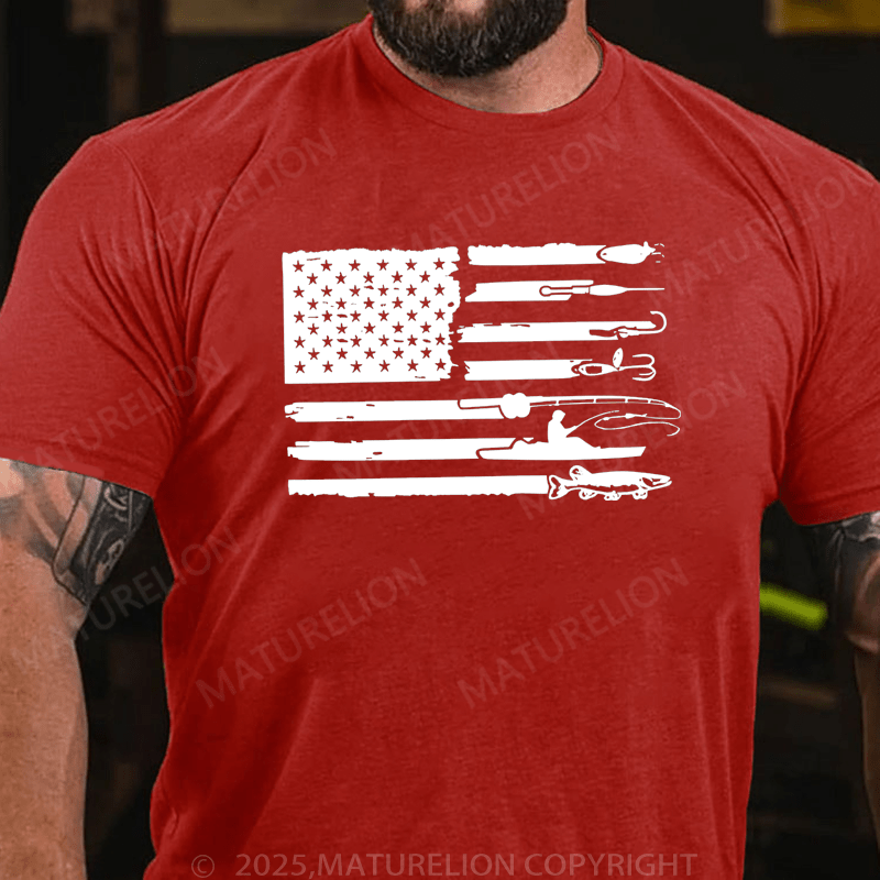 Maturelion Men's T-Shirt  American Flag Fishing T-Shirt (Free Customization)