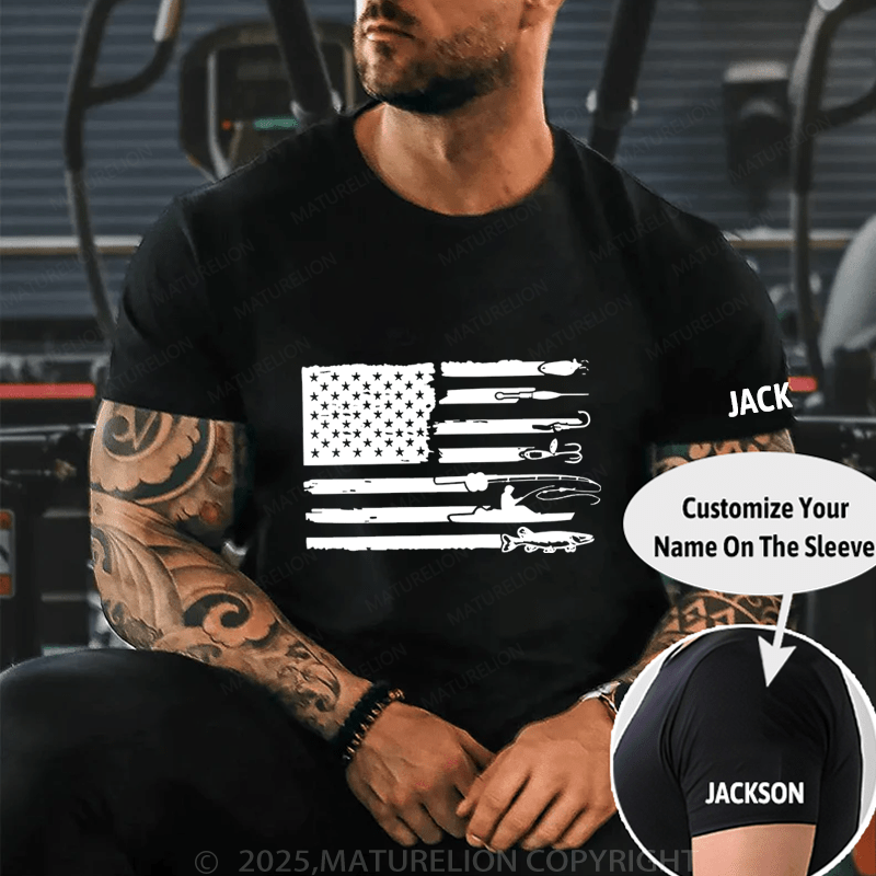 Maturelion Men's T-Shirt  American Flag Fishing T-Shirt (Free Customization)