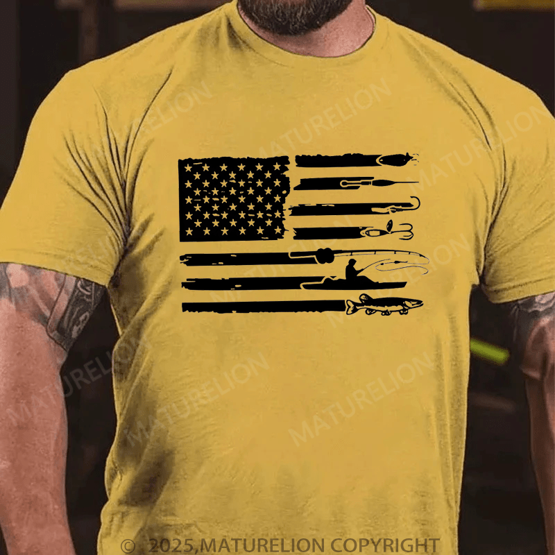 Maturelion Men's T-Shirt  American Flag Fishing T-Shirt (Free Customization)