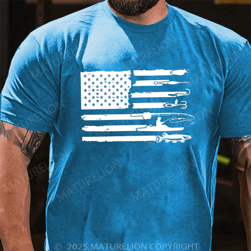 Maturelion Men's T-Shirt  American Flag Fishing T-Shirt (Free Customization)