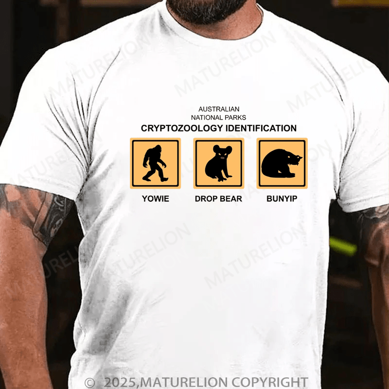 Maturelion Men's T-Shirt Australian National Parks Cryptozoology Identification Chart T-Shirt (Free Customization)
