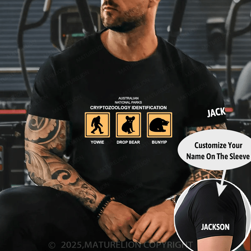 Maturelion Men's T-Shirt Australian National Parks Cryptozoology Identification Chart T-Shirt (Free Customization)