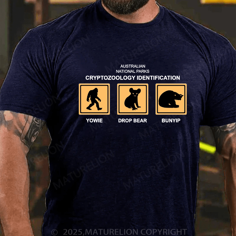 Maturelion Men's T-Shirt Australian National Parks Cryptozoology Identification Chart T-Shirt (Free Customization)