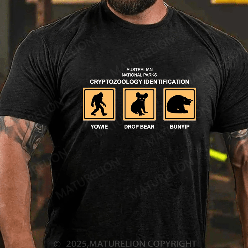 Maturelion Men's T-Shirt Australian National Parks Cryptozoology Identification Chart T-Shirt (Free Customization)