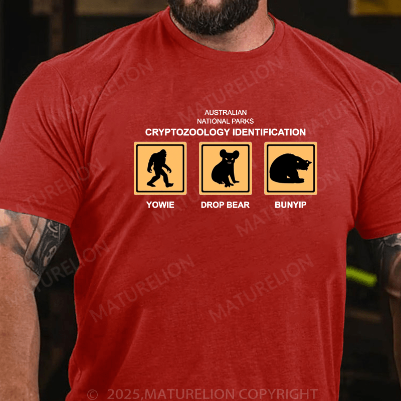 Maturelion Men's T-Shirt Australian National Parks Cryptozoology Identification Chart T-Shirt (Free Customization)