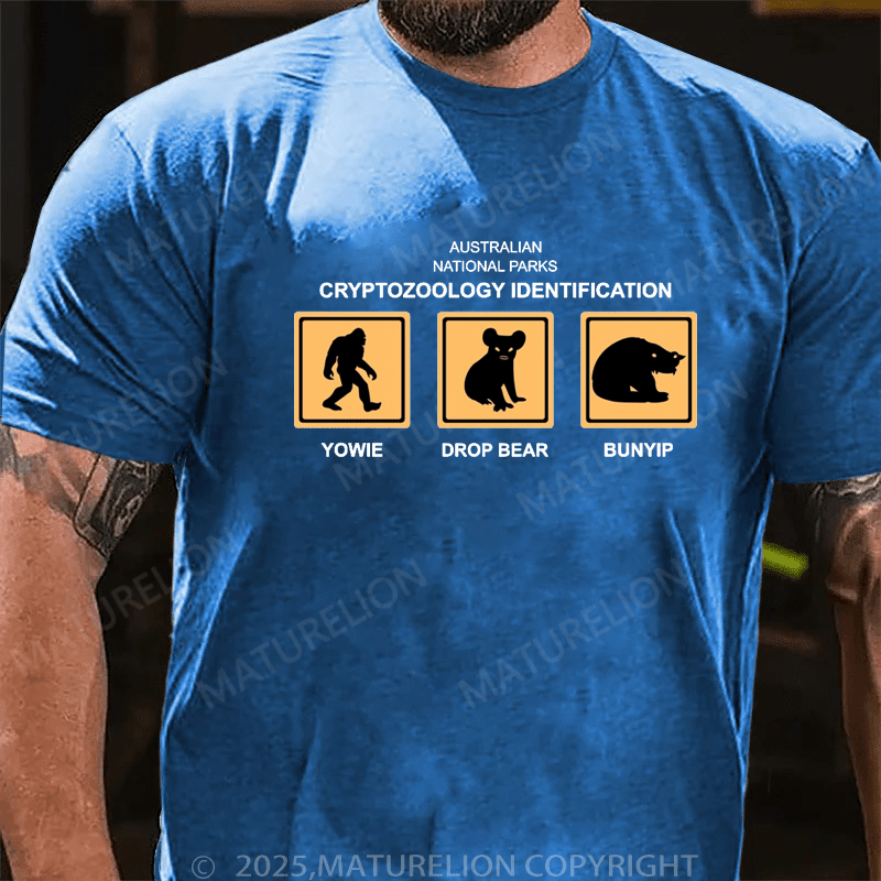 Maturelion Men's T-Shirt Australian National Parks Cryptozoology Identification Chart T-Shirt (Free Customization)