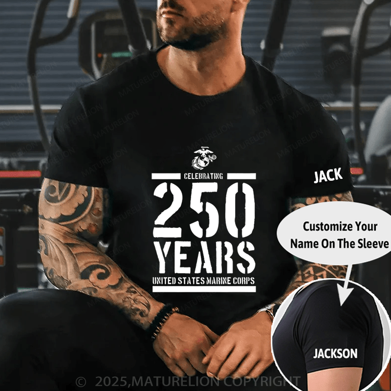 Maturelion Men's T-Shirt Celebrating 250 Years United States Marine Crops T-Shirt (Free Customization)