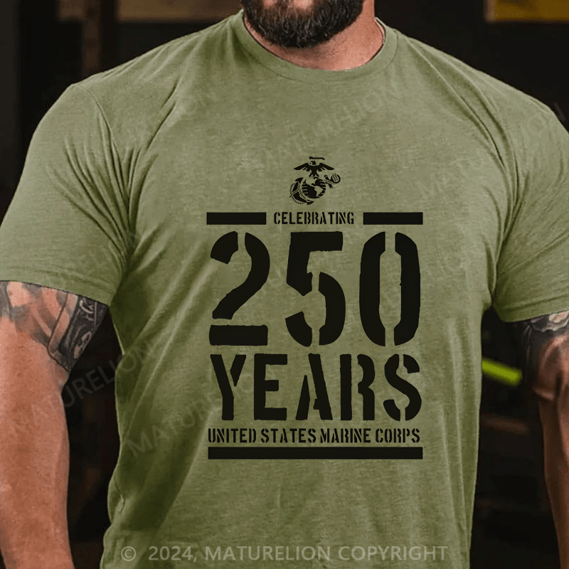 Maturelion Men's T-Shirt Celebrating 250 Years United States Marine Crops T-Shirt (Free Customization)
