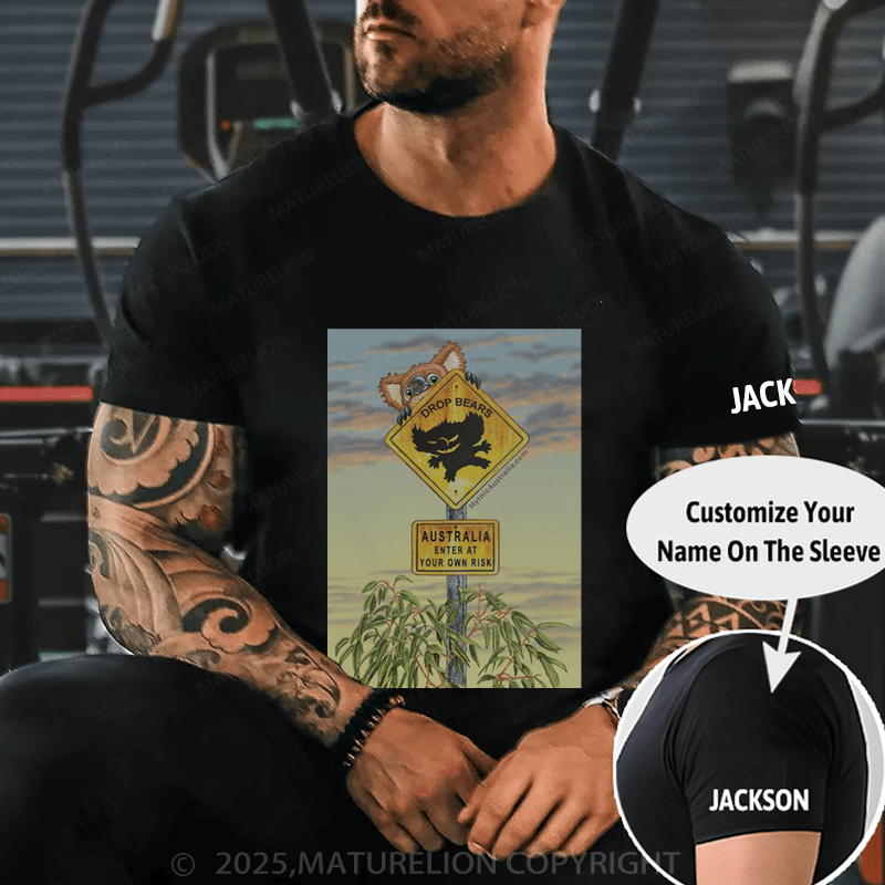 Maturelion Men's T-Shirt Drop Bear Australia Sign Premium T-Shirt (Free Customization)