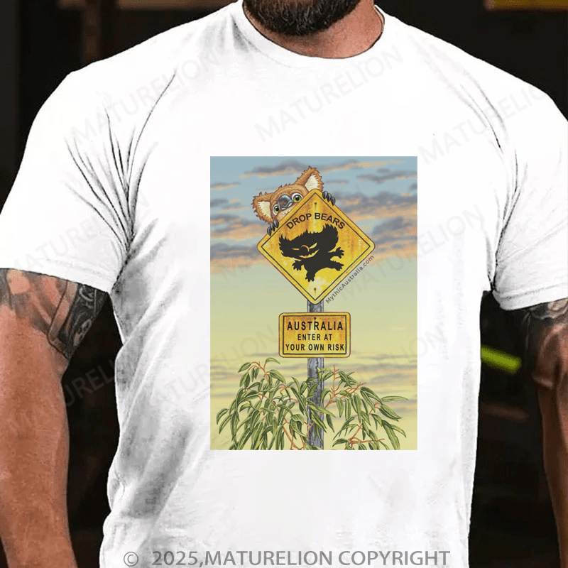 Maturelion Men's T-Shirt Drop Bear Australia Sign Premium T-Shirt (Free Customization)