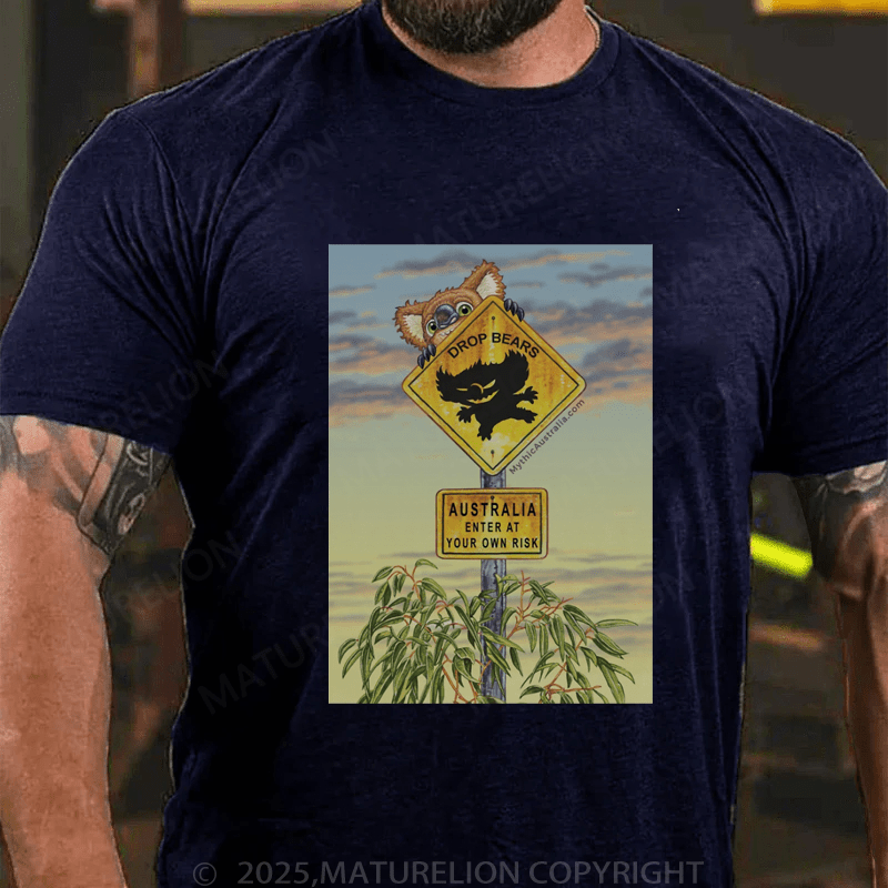 Maturelion Men's T-Shirt Drop Bear Australia Sign Premium T-Shirt (Free Customization)