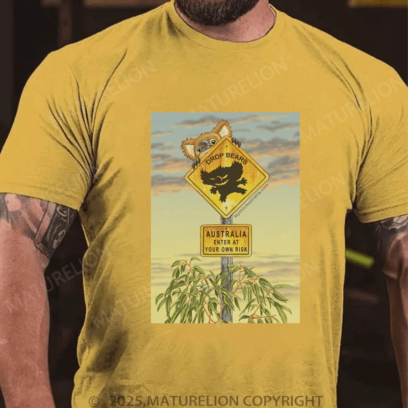 Maturelion Men's T-Shirt Drop Bear Australia Sign Premium T-Shirt (Free Customization)