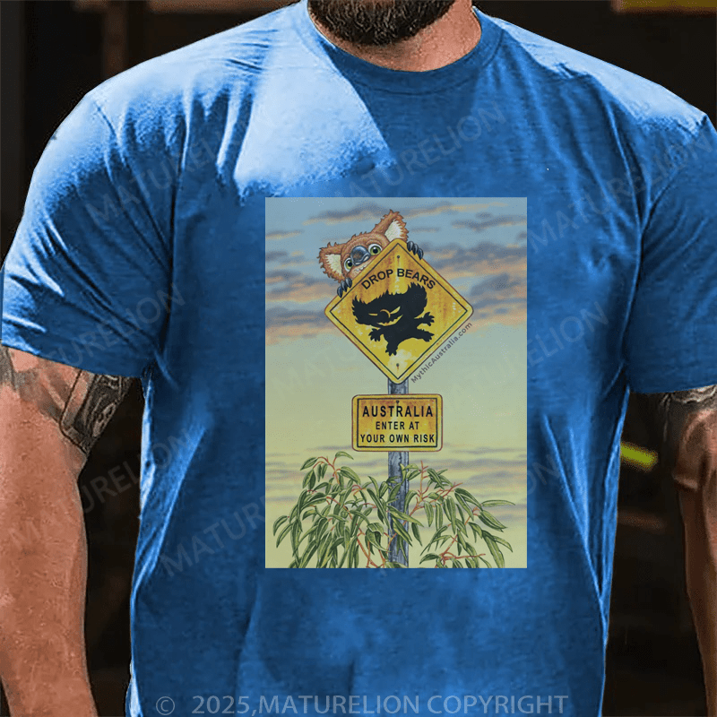 Maturelion Men's T-Shirt Drop Bear Australia Sign Premium T-Shirt (Free Customization)